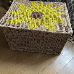 Storage Weaved container with lid sturdy - 12 inches high / 18 inches wide / 14 inches deep