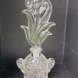 Crystal Perfume Bottle With Floral Stopper
