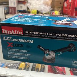 Makita 18V LXT Lithium-Ion Brushless Cordless 4-1/ 2 in. /5 in. X-LOCK Angle Grinder with AFT, Tool Only