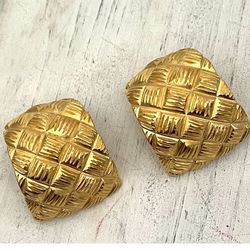 Anne Klein Vintage Gold Tone Clip On Earrings 