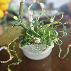 Glass Beaded Plant With Born Date