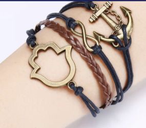 Anchor leather style bracelet
