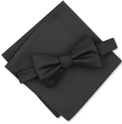 Pre-Tied Bow Tie & Solid Textured Pocket Square Set
