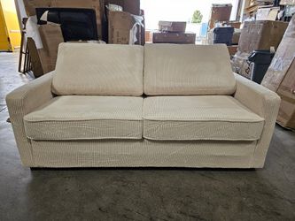 Sofá cama Manchester de pana de 70 pulgadas con brazos cuadrados, color marfil