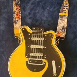 Womens guitar shaped shoulder crossbody bag purse