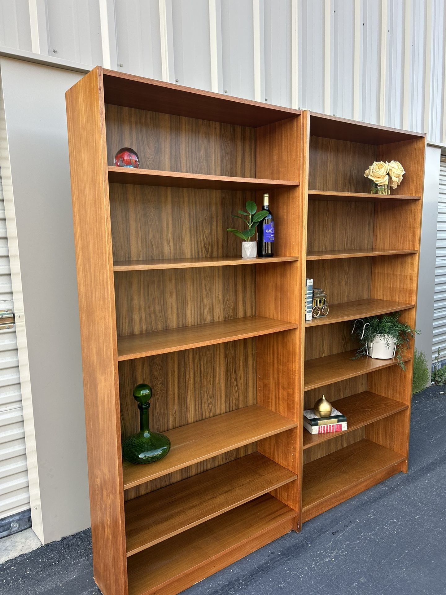 Mid Century Vintage Teak Bookshelves Wall Unit - Set Of 2