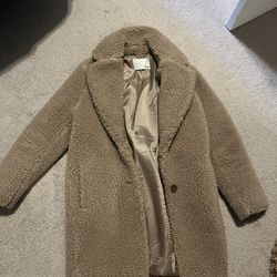 Aritzia Wilfred Free Teddy Cocoon Jacket - Tan - Size XXS