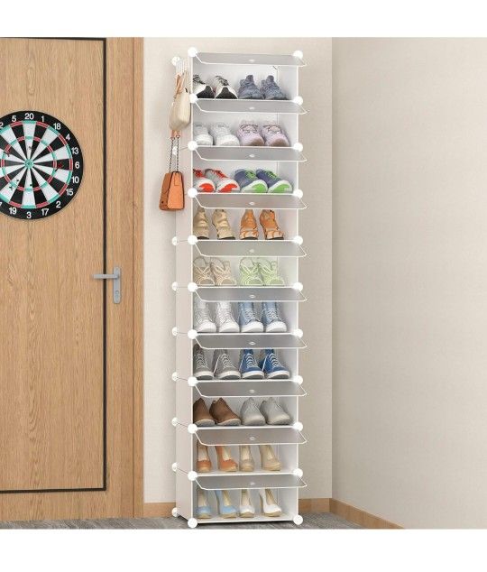 NewShoe Storage, 10-Tier Shoe Rack Organizer for Closet 20 Pair Narrow Shoes Shelf Cabinet for Entryway, Bedroom and Hallway