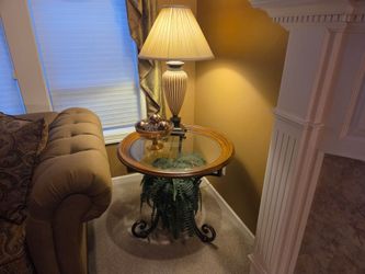 Ethan Allen Antiqued Fluted Glass Table Lamp