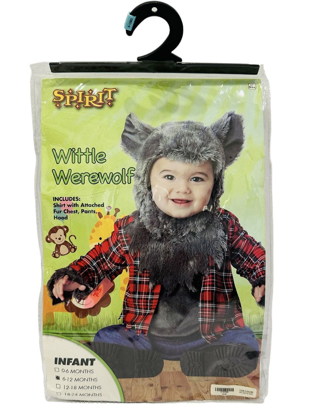 Spirit Infant Size 6-12 Months Wittle Werewolf Baby Halloween Costume