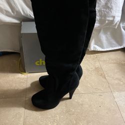 Womens Black Thigh High Boots Size 9 