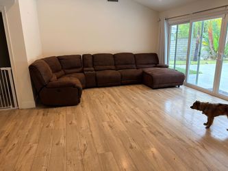 Big sectional couch brown red