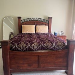Ashley Timberline Queen Bed + Nightstand + Dresser (with Mirror) + Box Spring + Mattress