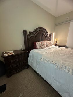 Bed frame with two nightstands
