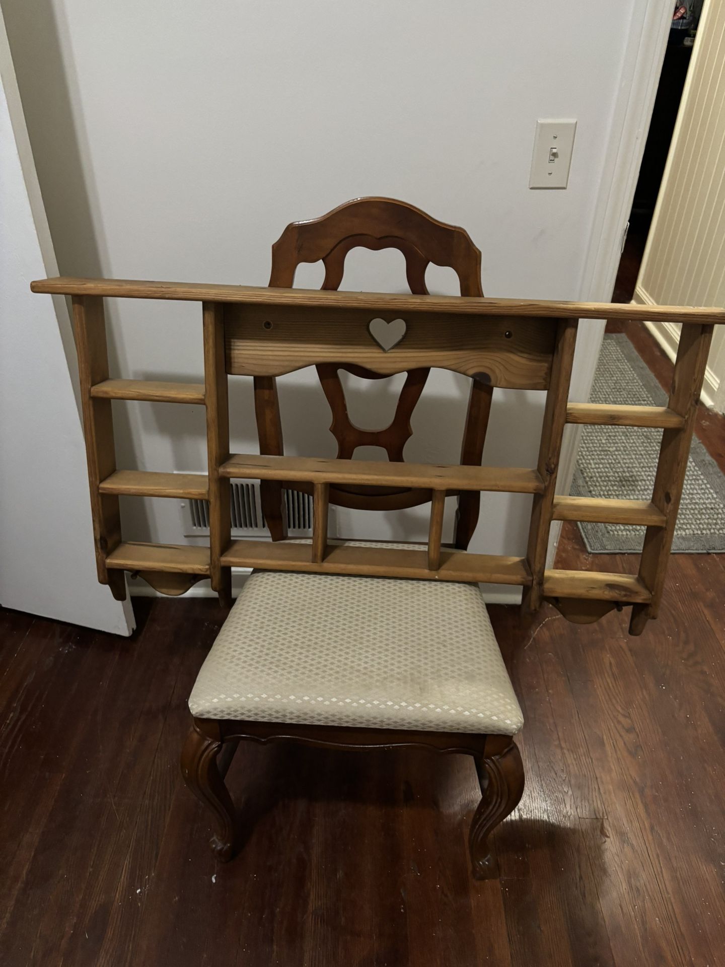 Wooden Shelf For Knickknacks And Pictures.
