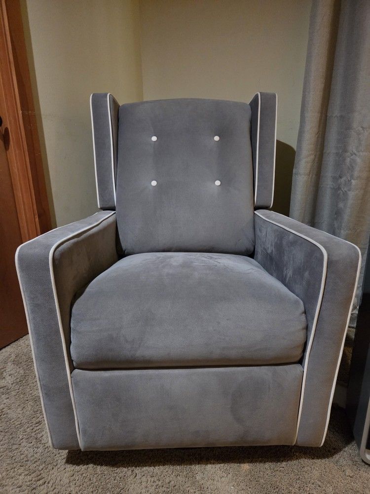 Swivel Glider Gray Blue Velvet 