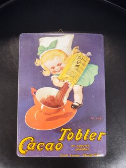 TOBLER CACAO en pacquets plombes  Tin Advertisement Postcard 8" x 6"