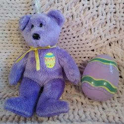 TY Beanie Easter Bear With Wooden Egg