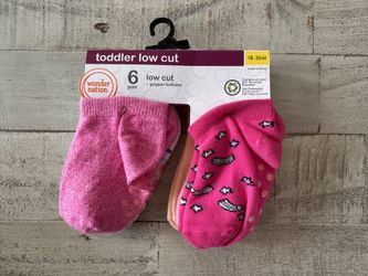 Wonder Nation Toddler Low Cut Socks 6 Pair Multicolor Non-Slip 18-36M Multipack