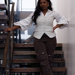 Sz. XL Brown Cargo Pants (Rainbows)