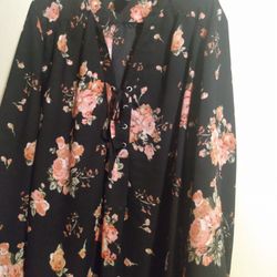 Black and Pink Floral Casual Shirt Size XL