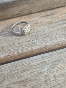 Silver Diamond Cluster Halo Ring