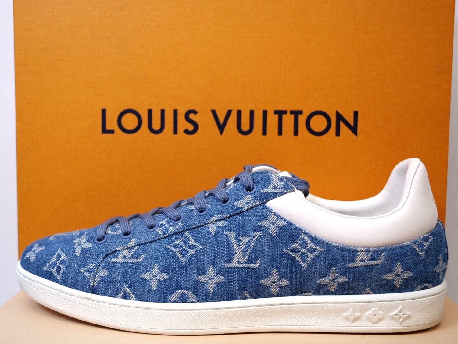 Louis Vuitton Men Sneaker Luxembourg Denim Blue Monogram LV Shoes - Size 9 US