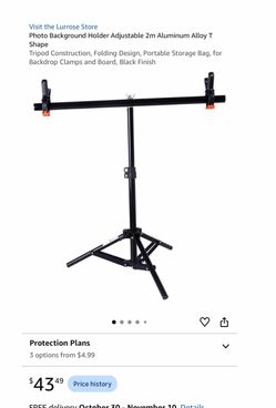 Photo Background Holder Adjustable 2m Aluminum Alloy T Shape Tripod Construction, Folding Design, Portable Storage Bag, for Backdrop Clamps and Board,