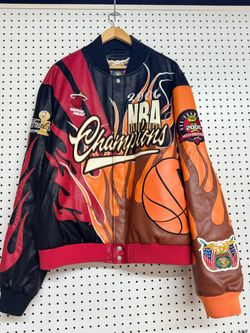 MIAMI HEAT 2006 NBA CHAMPIONS LEATHER XL JACKET USED