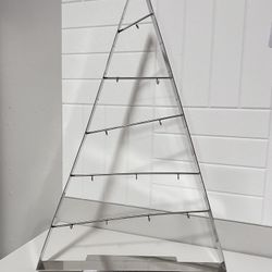 Crate & Barrel Silver Christmas Ornament Tree Display A-Frame Holder 26"X17"