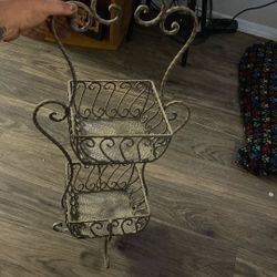 Wrought Iron Two Tier Plant Stand