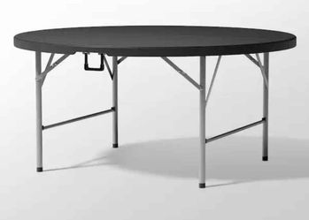 Round Black Folding Utility Table