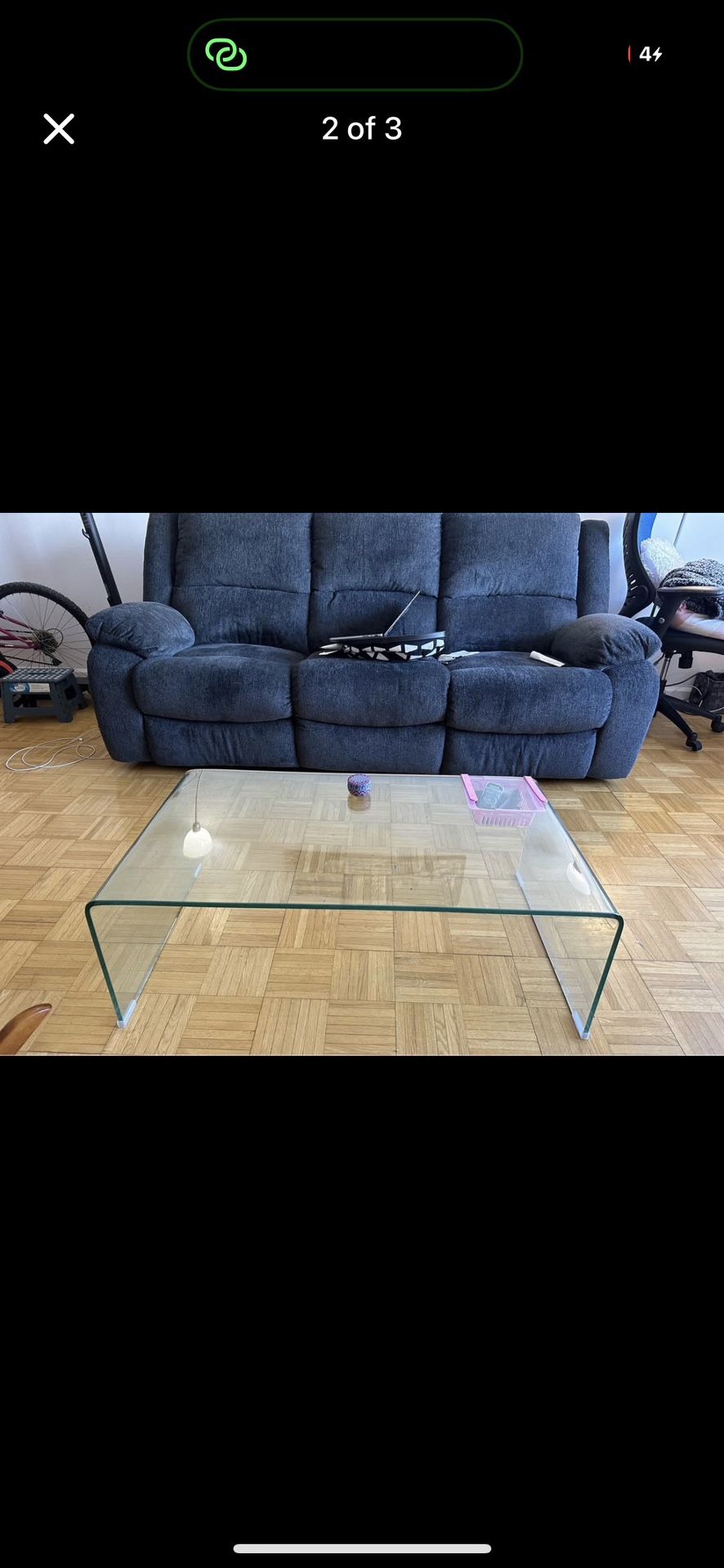 Clear Glass Coffee Table With Rubber Protector
