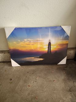 Lighthouse Sunset Canvas Wall Art