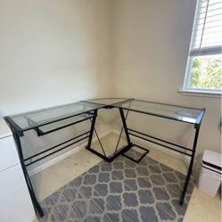 Glass L-shaped Desk