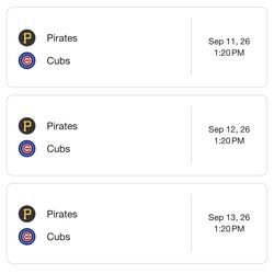 Cubs Vs Pirates  -  September 11 & 12
