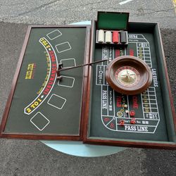3-in-1 casino game table, which includes surfaces for Blackjack, Craps, and Roulette
