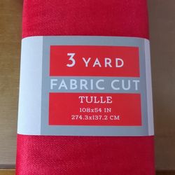 3 Yard Red Fabric Cut Tulle Brand New