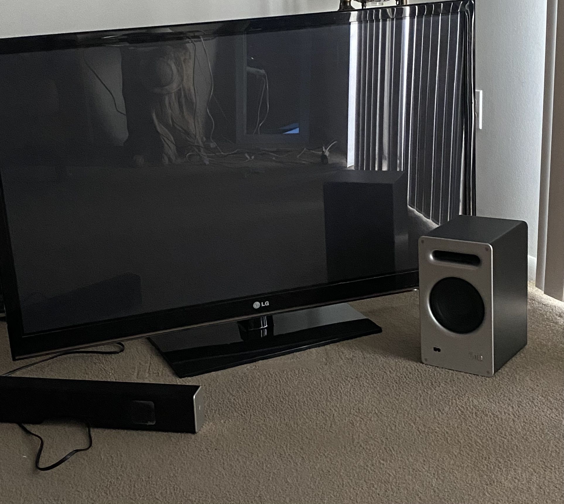 LG 50in Plasma TV W Soundbar & Subwoofer
