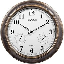 SkyNature Outdoor Clocks, 18 Inch Large Indoor Outdoor Wall Clock Waterproof with Temperature and Humidity