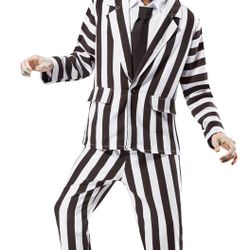 Rubies Mens Beetlejuice Deluxe Adult Sized Costumes, Black/White, Standard US XL 
