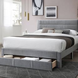 Queen Bed With Storage Drawer And 12” Casper Memory Foam Mattress Included