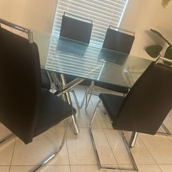 Dining Set 6 Chairs And Glass Table 