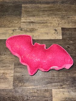 pink bat sequin throw pillow