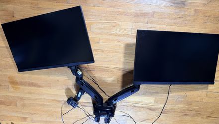 2 KOORUI 24" Monitors 24N1A + HUANUO Dual Monitor Arm Mount Stand