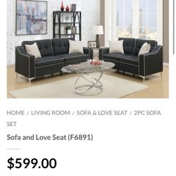 Black Sofa And Love Seat Set 