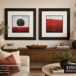 Large Matching Framed Wall Art Set (34”x34”) – Set of 2