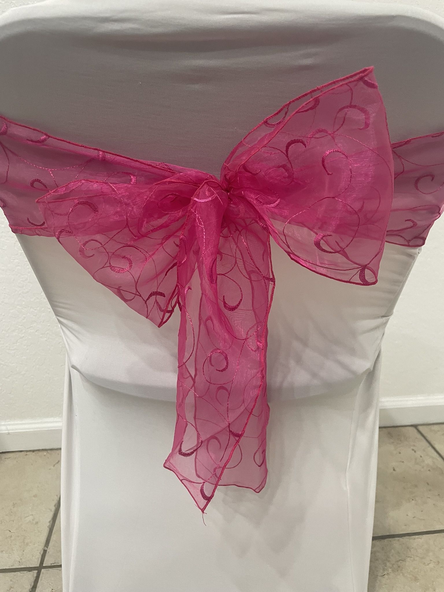 Hot pink Organza Chair Sashes