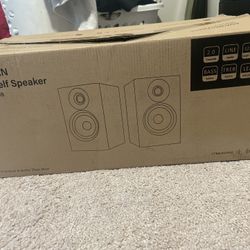 unopened unused bookshelve speakers