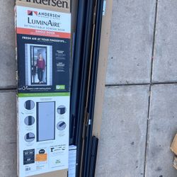 Andersen 36 in. × 80 in. LuminAire Black for Single Entry Door 32 in.-36 in. Universal Handed Aluminum Retractable Screen Door